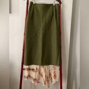John Galliano skirt, tweed with asymmetrical silk chiffon lining. Sz6